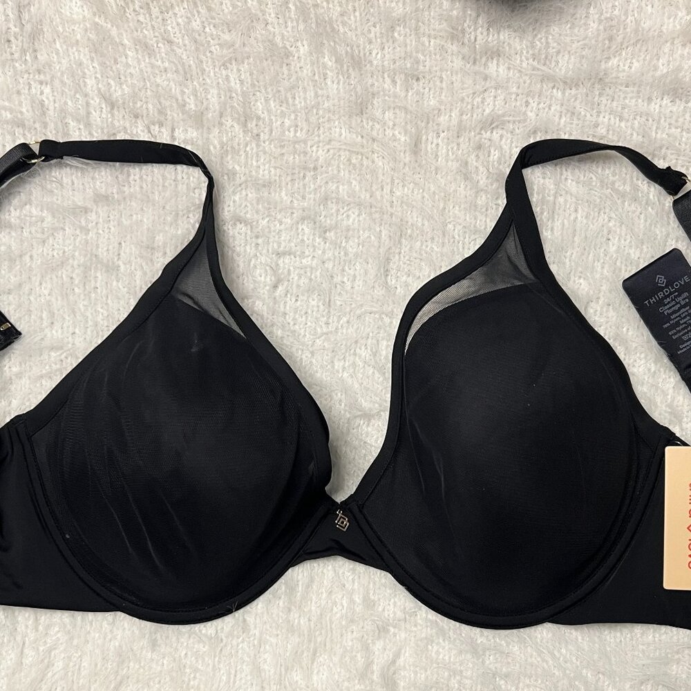 Thirdlove black mesh overlay bra NWT